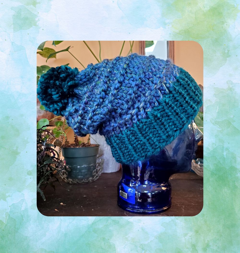 Turquoise & Blue/Teal Knit Hat